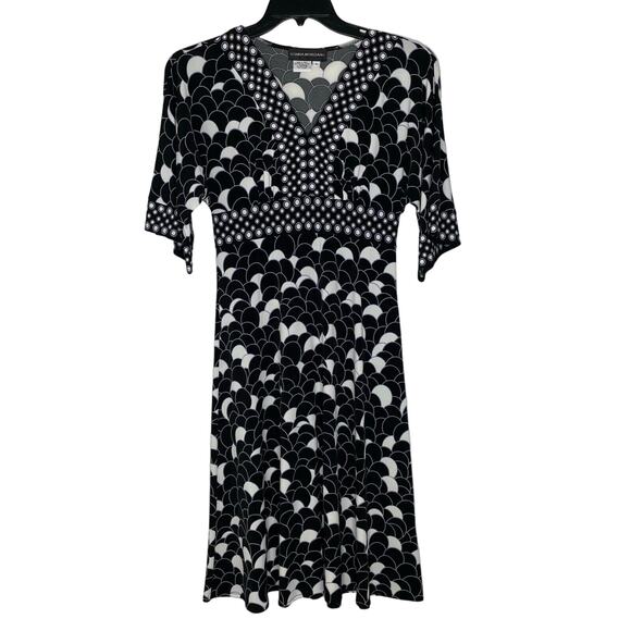 Donna Morgan Black & White Geometric Print Dress Size 8 Women's - Picture 1 of 8